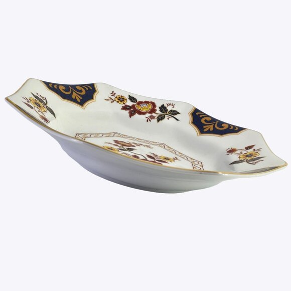 Vtg Hexagonal Porcelain Bowl Floral Design Scalloped Edges Gold Trim Made in Jap - Picture 9 of 11